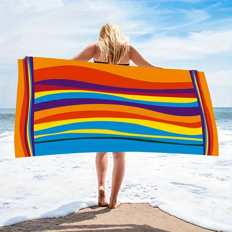 TEMU Microfiber Beach Camping Towel - Quick Dry, Absorbent & Sand-free -perfect For Swimming, Yoga, Camping & Travel