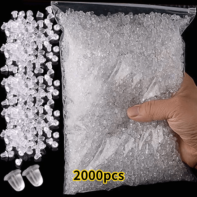 TEMU 2000pcs 5.5mm Transparent Silicone Earbuds, Earplugs And Earring Backs-hypoallergenic, With A ; Suitable For Diy Jewellery Making As Durable And