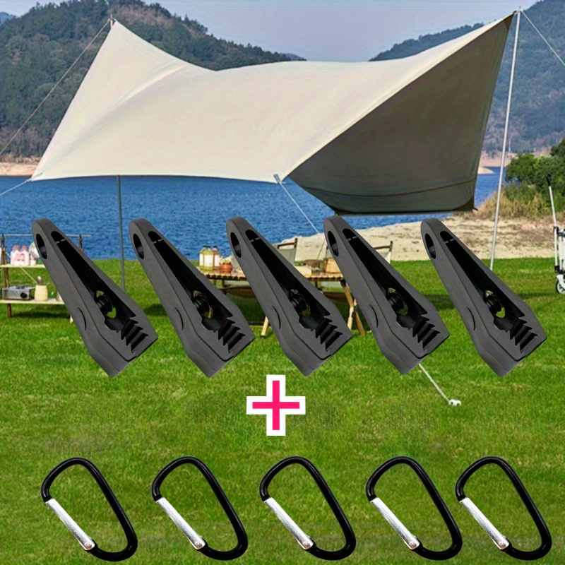 Image of 10pcs Heavy Duty Tent Clips And Set - Windproof Durable Abs Outdoor Camping Gear For Secure Canopy And Tarpaulin, Perfect Outdoor Tools