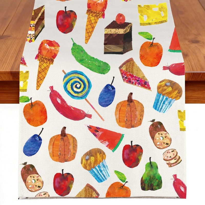 TEMU 1pc 13x72 Inch Caterpillar Food Table Runner Caterpillar Table Runner Book Lover Party Decoration Cake Holiday Tabletop Runner For Kitchen