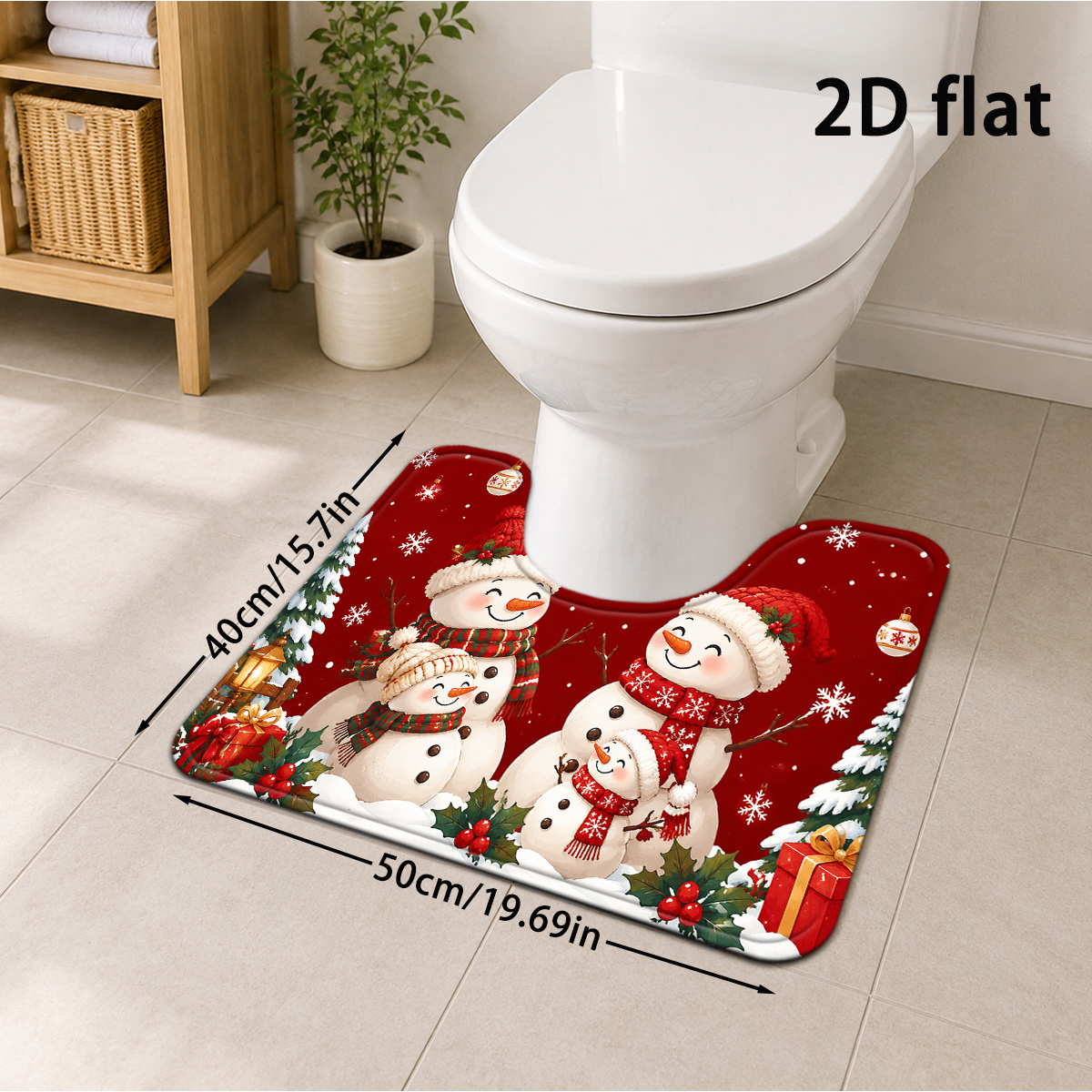 TEMU Alfombra de baño 2D , 2D , [2D ] 1 pieza, alfombra de baño con y árbol de Navidad, alfombra de piso de Navidad y , alfombra de inodoro de U, ,
