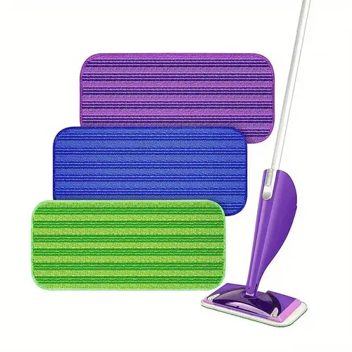 microfiber mop pads for 3pcs multi color striped replacement heads ultra absorbent durable compatible with 12 inch handle ideal for home cleaning reusable mop pads