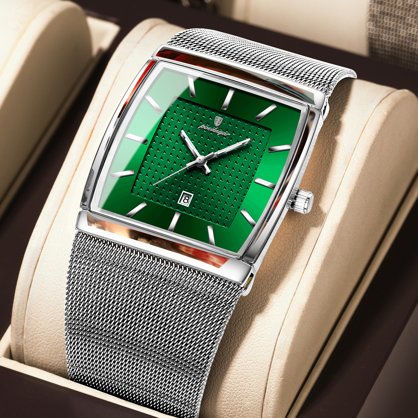 Eichmüller Stationsklok Herenhorloge met Stalen Milanese Mesh Horlogeband - 40 mm