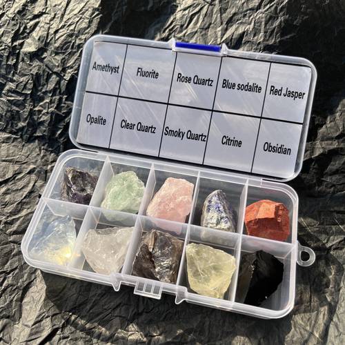 collection of 10 rough crystal stones rocks and mineral holiday gift specimens