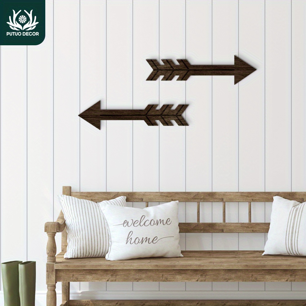 

2pcs Arrow Wooden Wall Art Set - Decor For Home, Farmhouse, Coffee Shops & More - Wood Signs, Sticker, Office & Pub Club, Gift