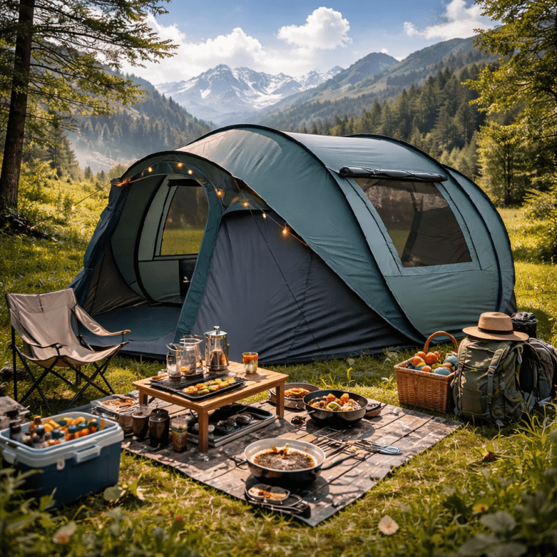 4-Person All-Season Instant -Up Tent with Quick Setup, Spacious Round Camping Tent Suitable for, Lightweight Portable Outdoor Shelter with Mesh Ventilation & Mosquito Proof for &, Durable for Car Camping, Picnics, Year-Round