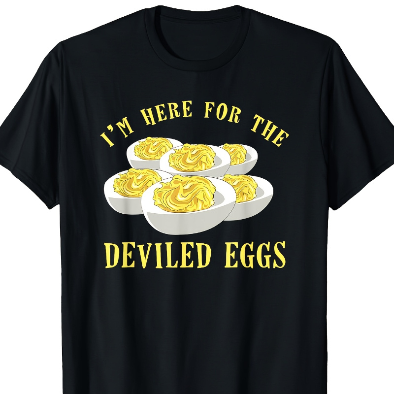 

Men's Funny Deviled Eggs Graphic Tee - 100% Cotton, Fit Black Short Sleeve T-shirt, Graphic Tee