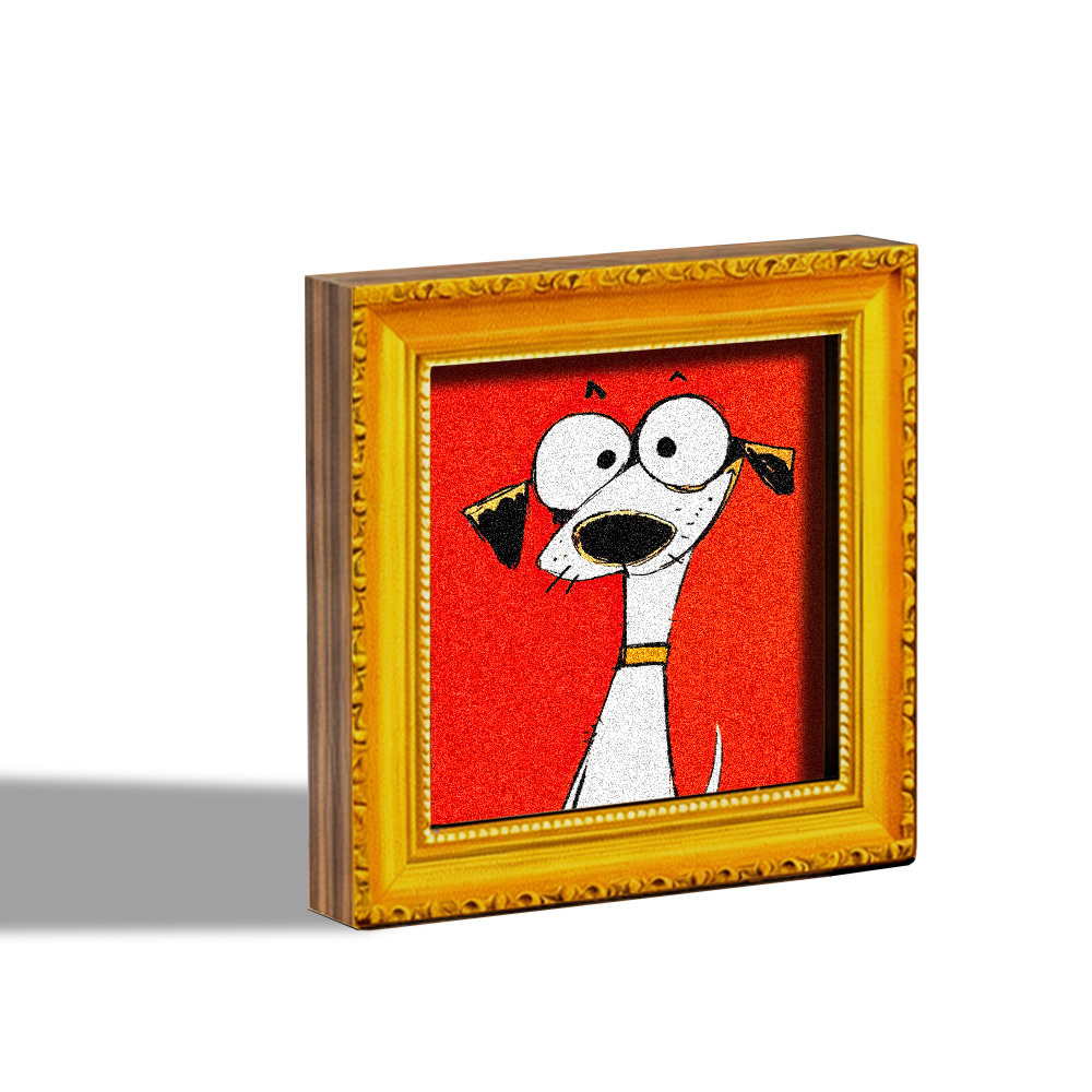 TEMU 1pc Large- Cartoon Dog Refrigerator Magnet, Wooden Mini Decorative Painting, White Big-eared Dog, Collar, Background, Wooden Fridge Magnet, Home