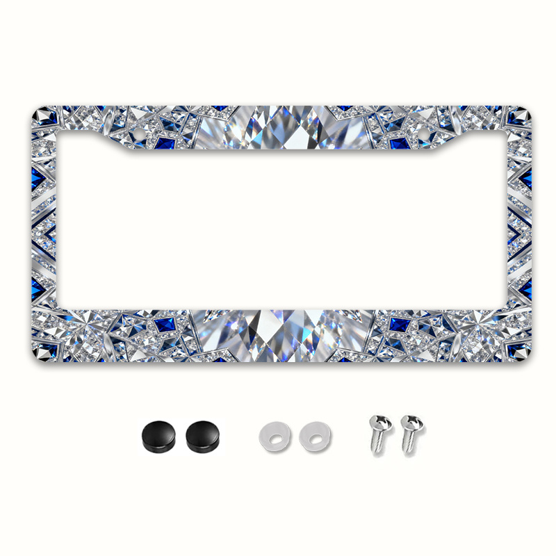 1 Metal License Plate Frame, Lu*urious Decoration, Inlaid With , Suitable For And Most International Vehicles, Includes Mounting Screws To A , Stylish And Attractive, Rustproof 12* 6inch