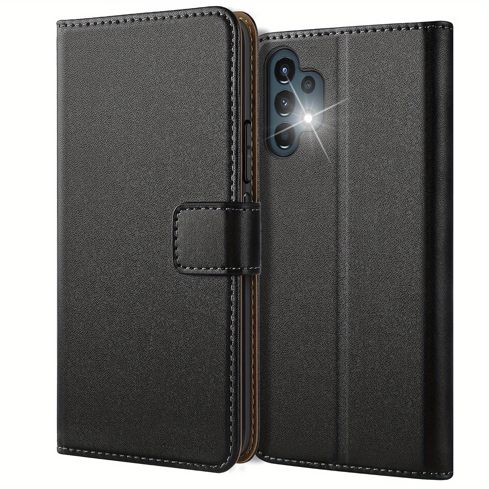 TEMU Phone Case: For Galaxy A13 A04 A04s Wallet Case With Kickstand Black Faux Leather Flip Protective Phone Case Cover