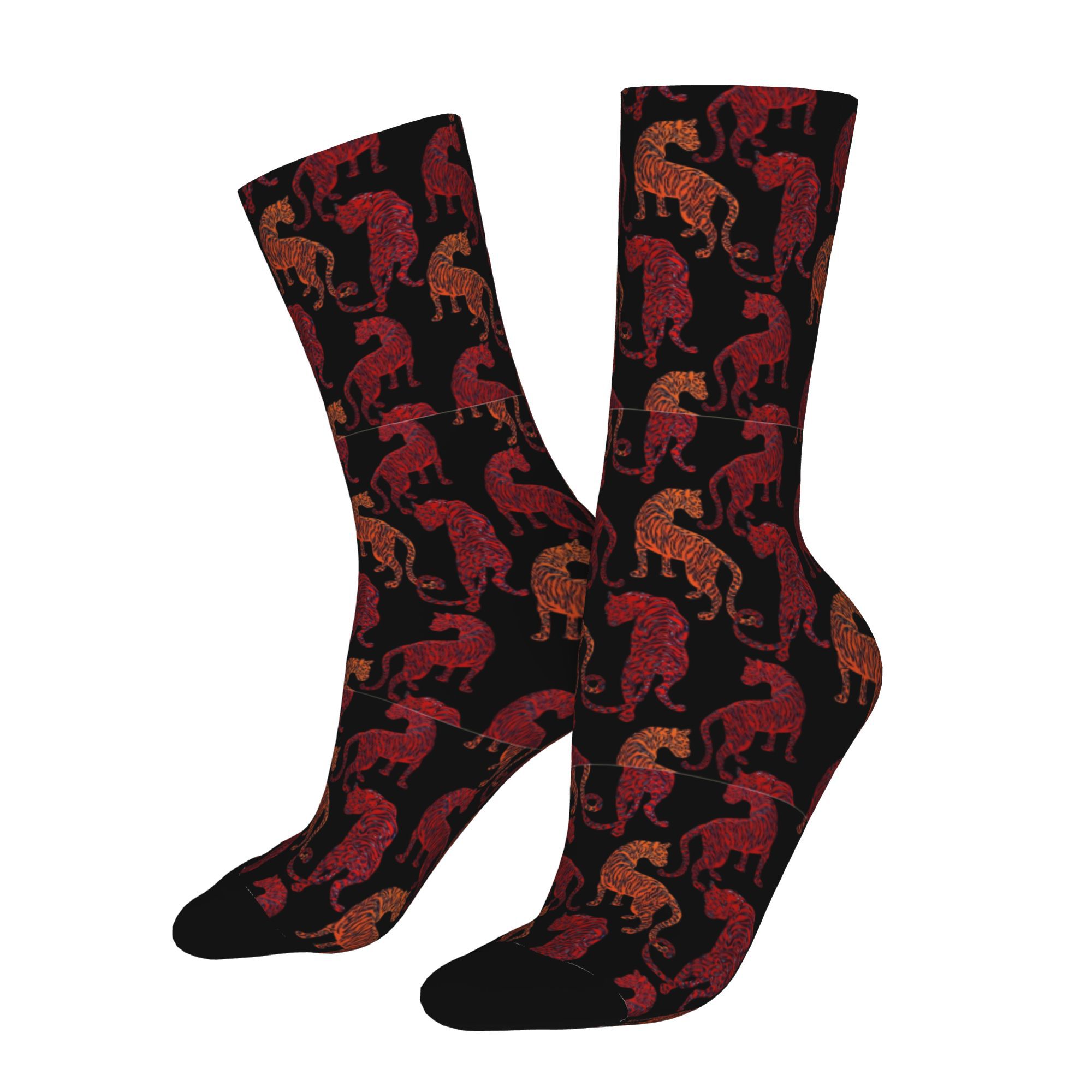 1 pair   tiger prints 3 retro harajuku hip hop novelty casual crew  