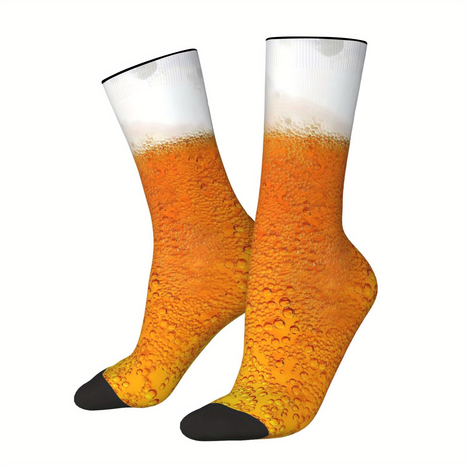 Image of 1 Pair Novelty Print Socks - Polyester-spandex Blend Soft Breathable Sports & Outdoor Socks Suitable For, Gym, Casual Wear - Comfortable Leisure & Athletic Footwear