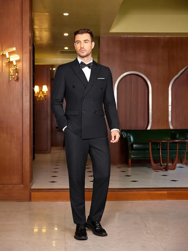 *'S 2pcs Double Breasted Suits Fit Tuxedo Jacket and Dress Pants Set for Wedding Business Prom