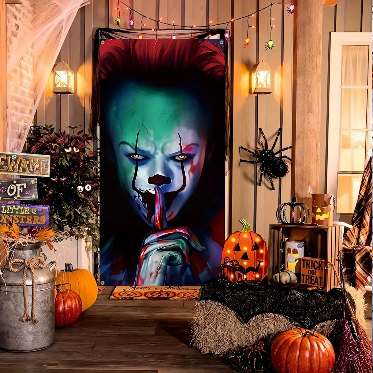 Gruseliges Halloween-Türbanner 200x90 Cm - Horrorfilm-Charakter Motiv Für Party-Deko & Fotohintergrund