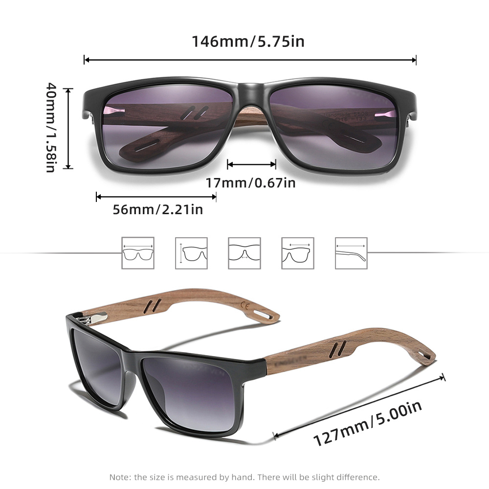 SPEEDHYUN Vintage Box Polarized Sunglasses Unisex