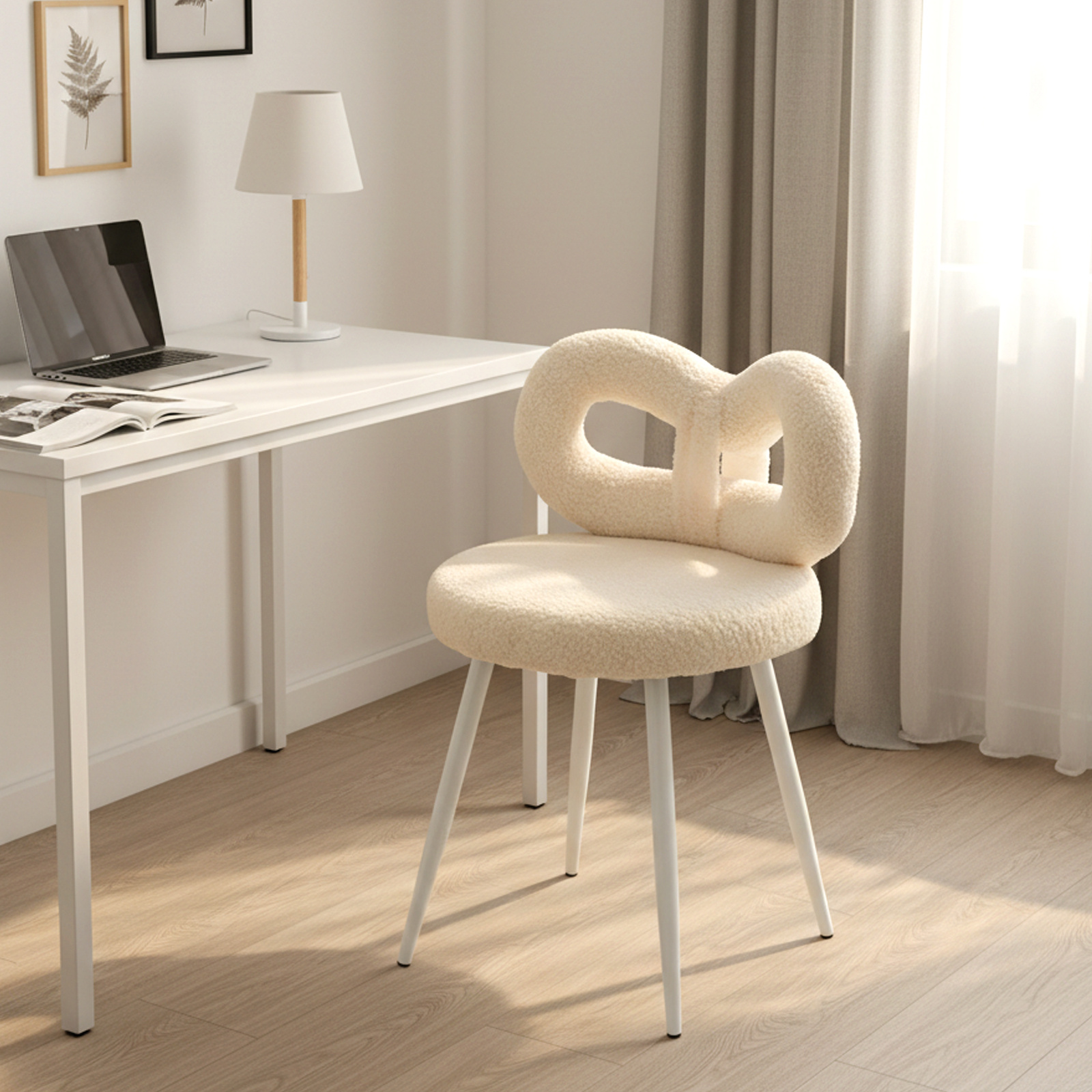Image of Elegant Adjustable Height Swivel Makeup Chair - Plush Cushioned Seat, Sturdy Metal Frame, No , For Home Office, , Or Personal Use - Ideal For Teens, Women, Makeup Chair, Salon Furniture, Design