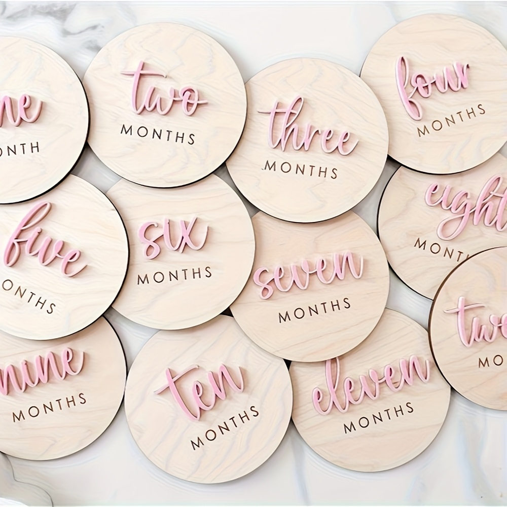Image of 12pcs Birthday Party Photo Booth Props With Monthly Milestone Markers, 1-12 Month Milestone Cards, Monthly Acrylic Milestone Boards, Unique Moon Symbol, Perfect For Halloween & Christmas