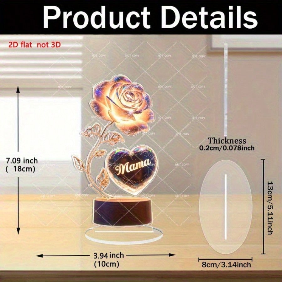 E-shop 2D Flat - [2D Flat] Eine 2D Acryl Rosen Dekorative Plakette, gedruckt auf einer flachen Oberfläche, geeignet für elegante Desktop-Displays in