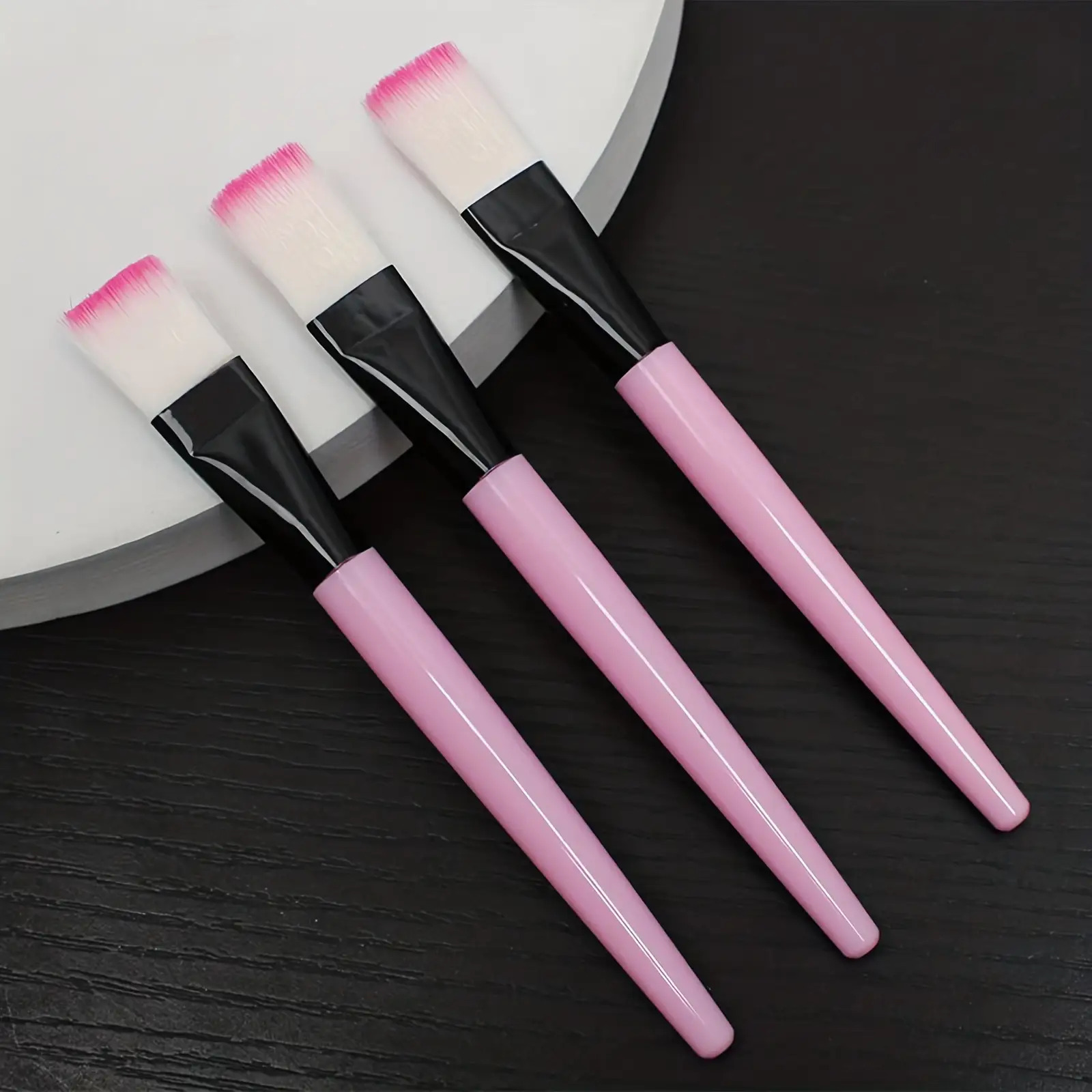 TEMU 3pcs Painting Brushes With Flat Applicator & Cleaning - Heavy-duty Plastic Handle & Brush Heads Suitable For Art,, Watercolor, Sealant - Diy