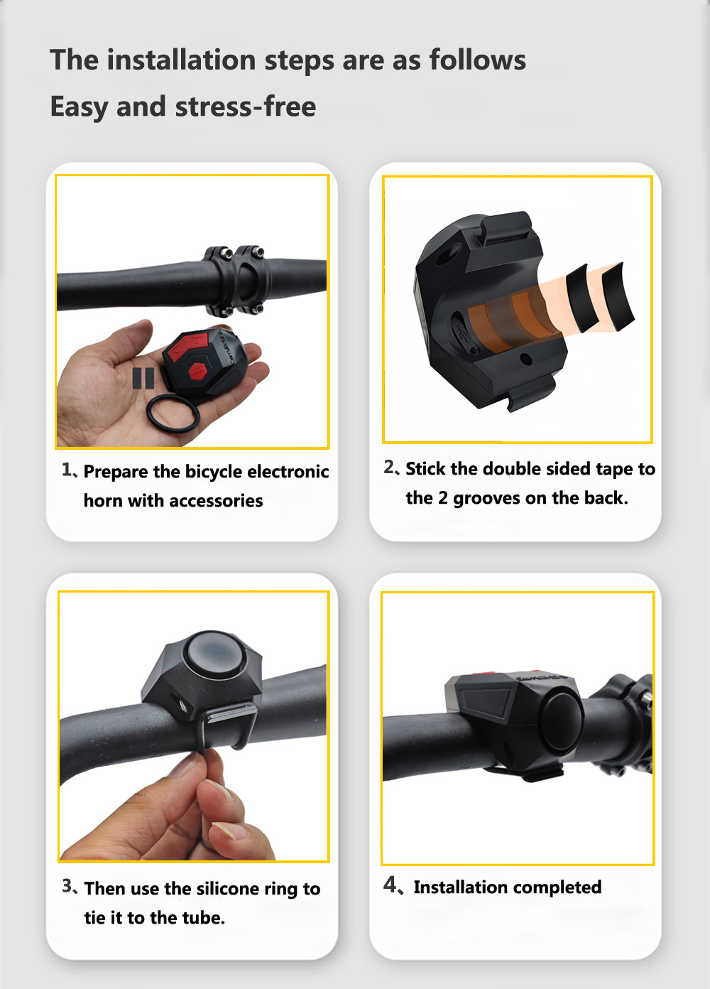 1 buc. Claxon Bicicletă Reîncărcabil | Alarmă Anti-Furt Puternică de 120db pentru Ciclism și Trotinete, Alimentare USB, Material ABS Durabil, Perfect pentru Ciclism în Aer Liber