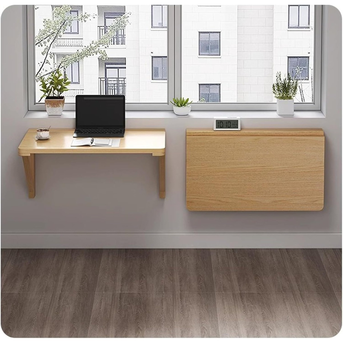 Image of Wall-mounted Folding Table & Desk - Space-saving Floating Shelf With, Compact Small Writing Table For Small Spaces, Studio, Dorm, Apartment - Assembly, (removable) Use Notebook/dining Table 80x50cm