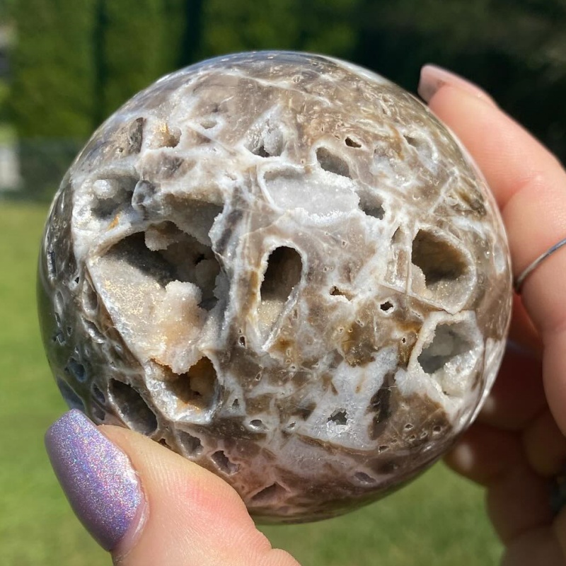 1pc Premium Sphalerite Sphere, A Sparkling Geode Ball, Ideal For Jewelry Creation And Home Decoration - , Made Stone, Featuring An Elegant Round Shape, Perfect For Christmas And Halloween