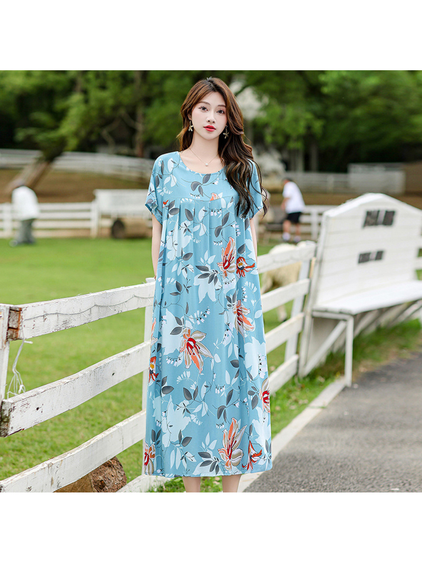 Plus Size - Summer Dress for Middle-Aged And Elderly Women, Plus Size, Loose Fit, Suitable for Mothers As   Or Sleepwear,     Outside