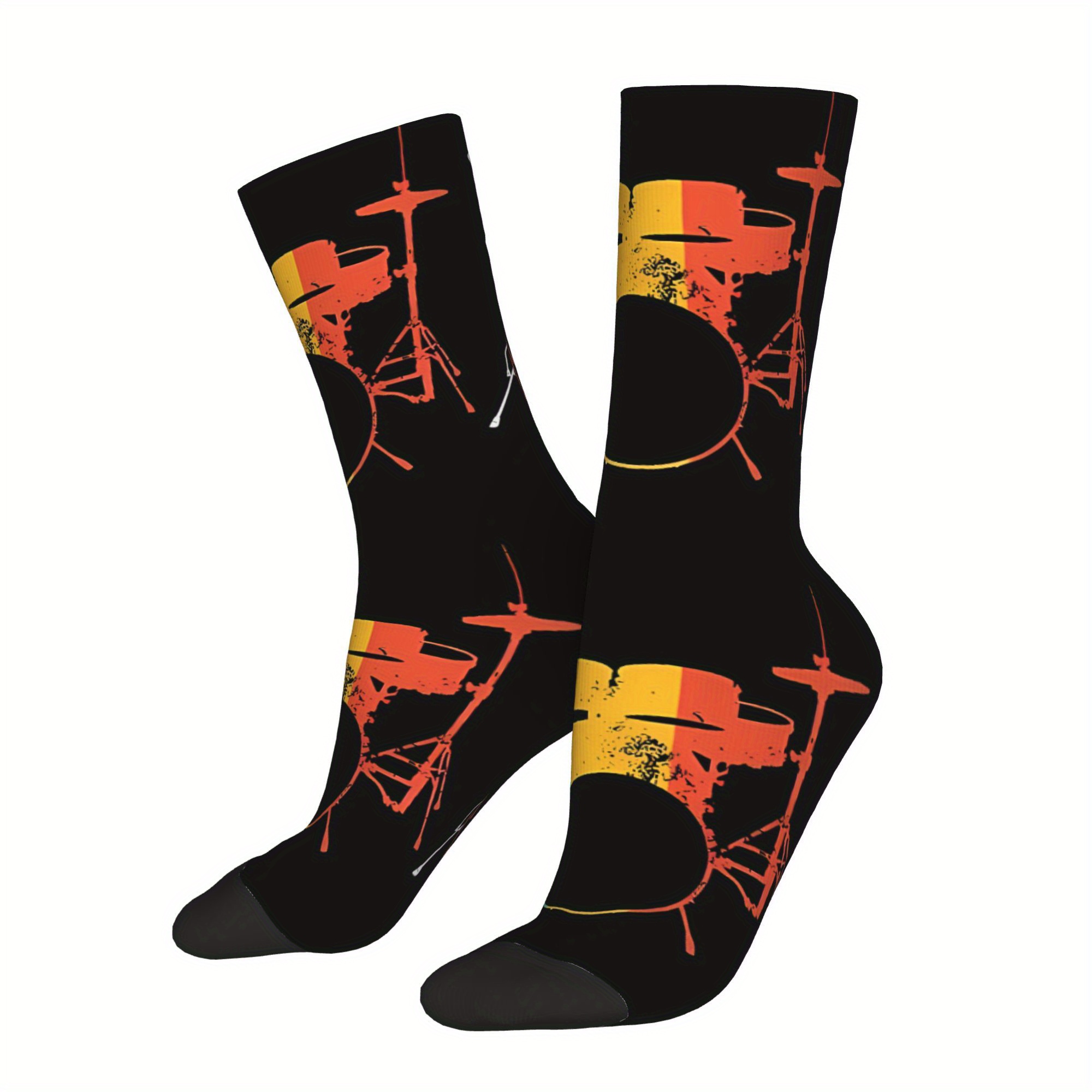 

Men's Novelty Drummer Crew Socks - Breathable Polyester , Fit With Unique