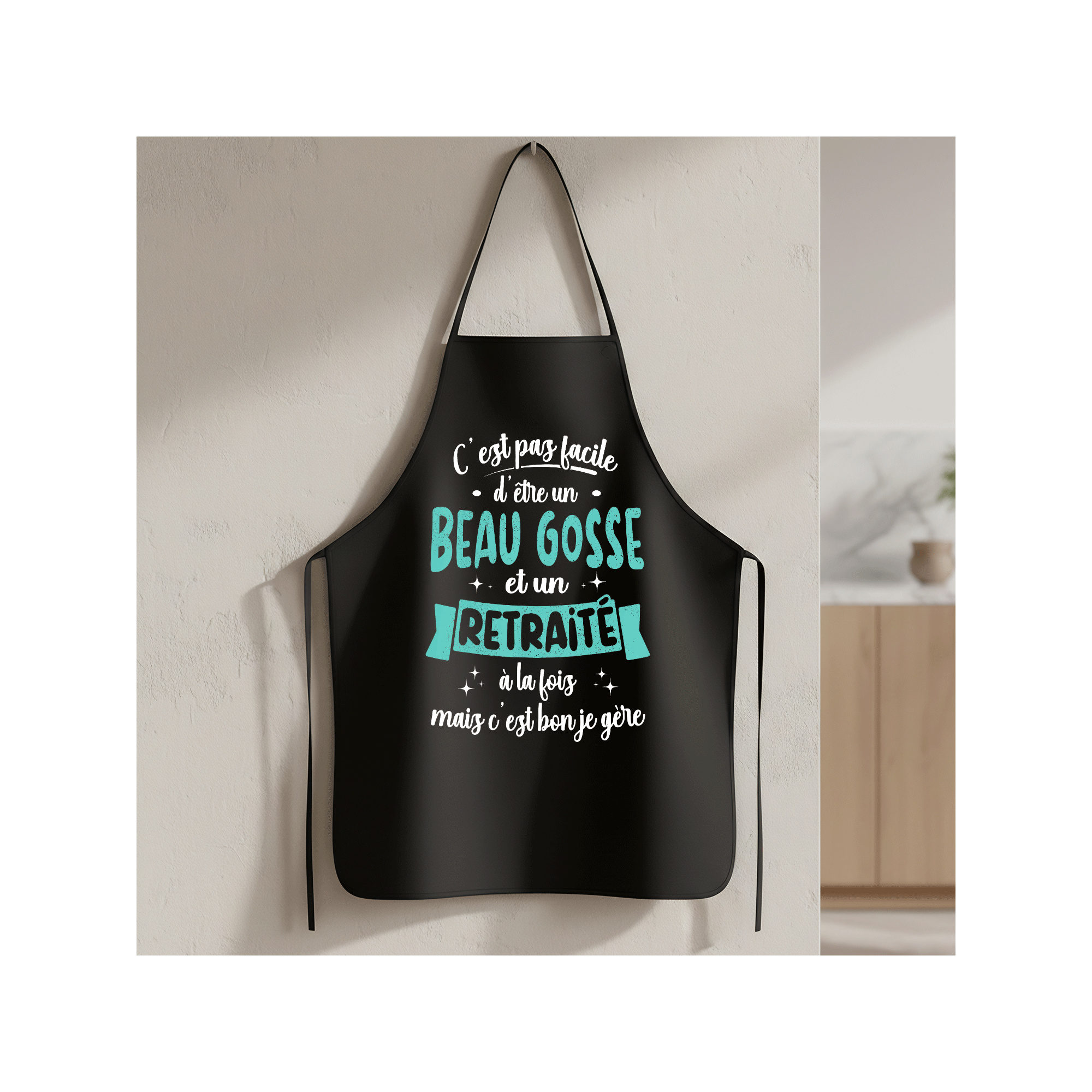 TEMU Tablier de retraite - Cadeau de retraite amusant adapté pour barbecue, cuisine et peinture, tablier durable avec motif en S, cadeau unisexe