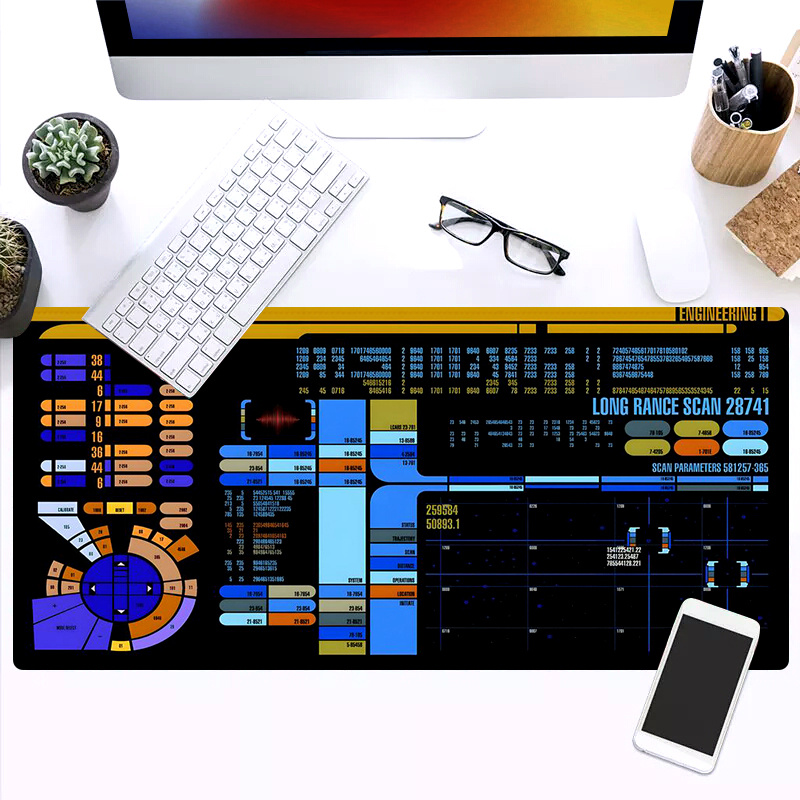 

1pc Trekker Control Console Design Mouse Pad - Extra-large 35x16 Inches, Rubber Base, Rectangular, Non-slip, Soft Ergonomic Desk Mat For Esports & Office