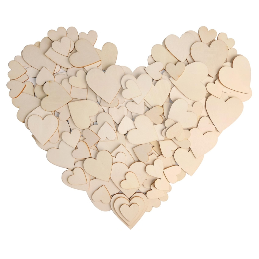 

50pcs Cœurs en Bois Naturel pour Artisanat - Pièces de Bois pour DIY, , Cadeaux de la Saint-Valentin & Décoration Maison