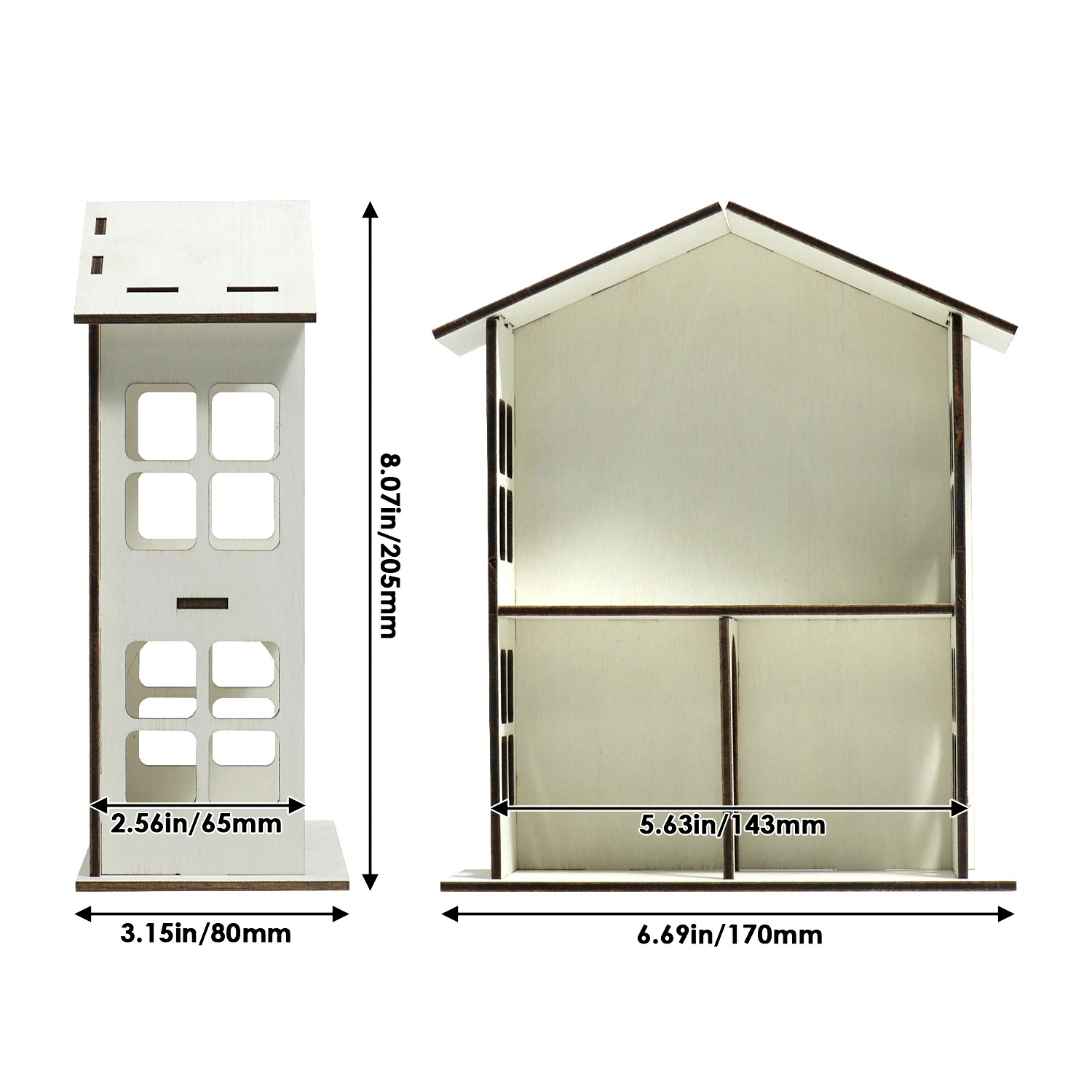 TEMU 1pc Wooden Decorative Cottage, Christmas Village, Wooden House, Decorative Christmas Village Cottage, Very Suitable For Christmas And Halloween