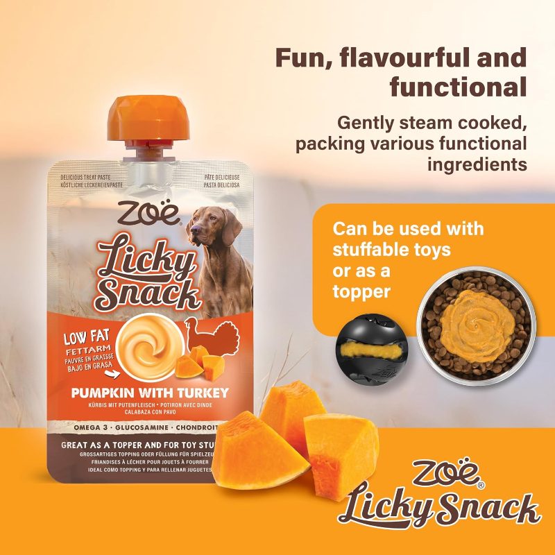 dog wet treats in resealable pouch, pumpkin and turkey flavor,  -3  ,   sensitive stomachs, 85g single serving Product details 5