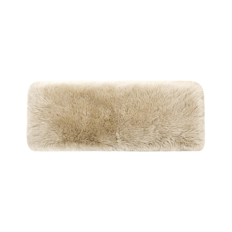Leda 49' Retro Natural Blonde Sheepskin Fur Bench - Genuine Fur Rectangular Accent Suitable for, Entryway,, Minimalist Scandinavian & Decor, Furniture