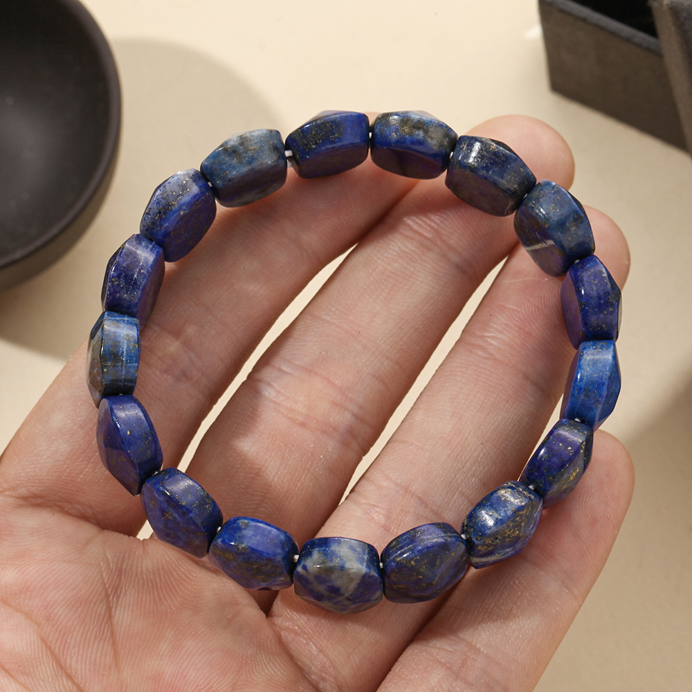 Natural Lapis Lazuli Bar Shaped Bead Bracelet, Business Gift