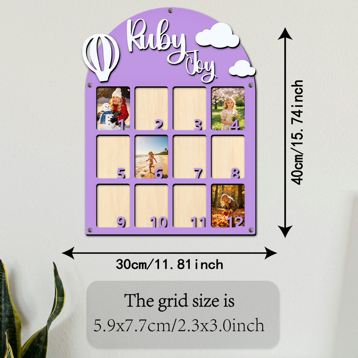 Bohemian 3D Name & Photo Frame for Growth Pictures