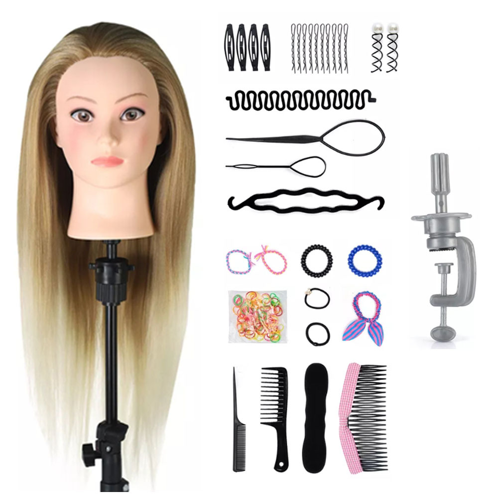 Image of 26" Hair Styling Head Hairdresser Training Head Hair Head Training Head Braids Diy Hair Style Set Gift