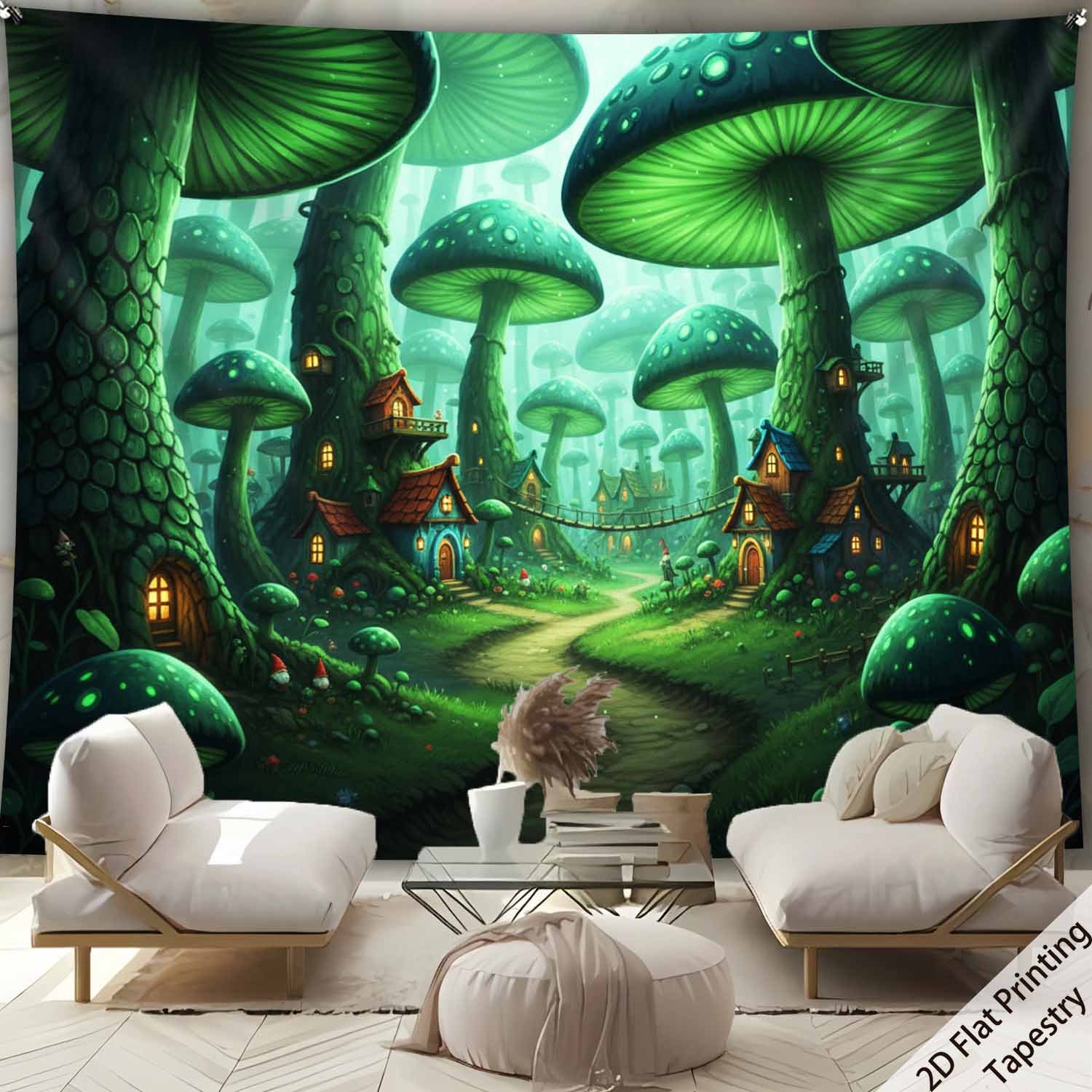 Tenture murale forêt champignons décoration murale hd_voghion.com