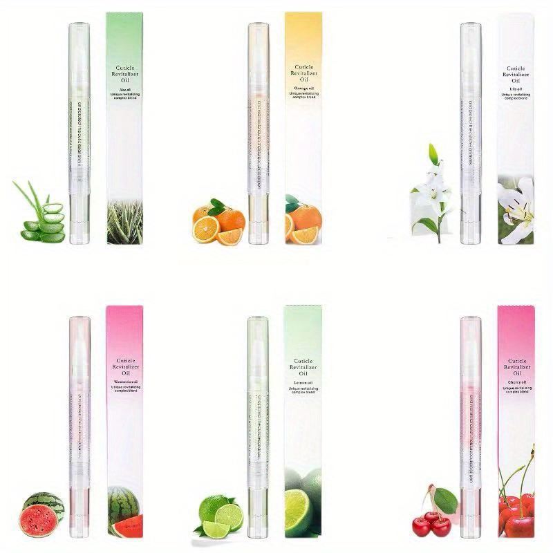 Image of A Set Of 6 Nourishing Oil Pens With Soft Brushes, Designed To Cracked And Dry Cuticles, Preventing Nail Breakage
