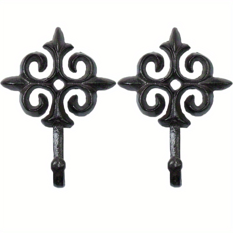Image of 2pcs Retro Cast Iron Wall Hook, Spear Tip Hanger, Sturdy And Durable, Wall Mounted Clothes, Keys, Bag Hooks, Home Decoration Hanger, Indoor And Outdoor Decoration
