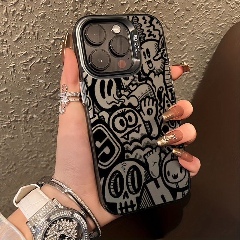 Phone Case - Black Graffiti Phone Cover, Compatible With For Iphone 17/16/15/14/13/12/plus/pro/pro Max 17air, Xiaomi 13/14/15/pro, And Galaxy S24 Plus/s23/s22 Ultra