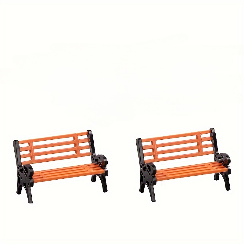 

2pcs Valentine's Day Contemporary Miniature Bench Set, Plant Theme, No Electricity Needed, Ideal For Outdoor & Indoor Garden Decor