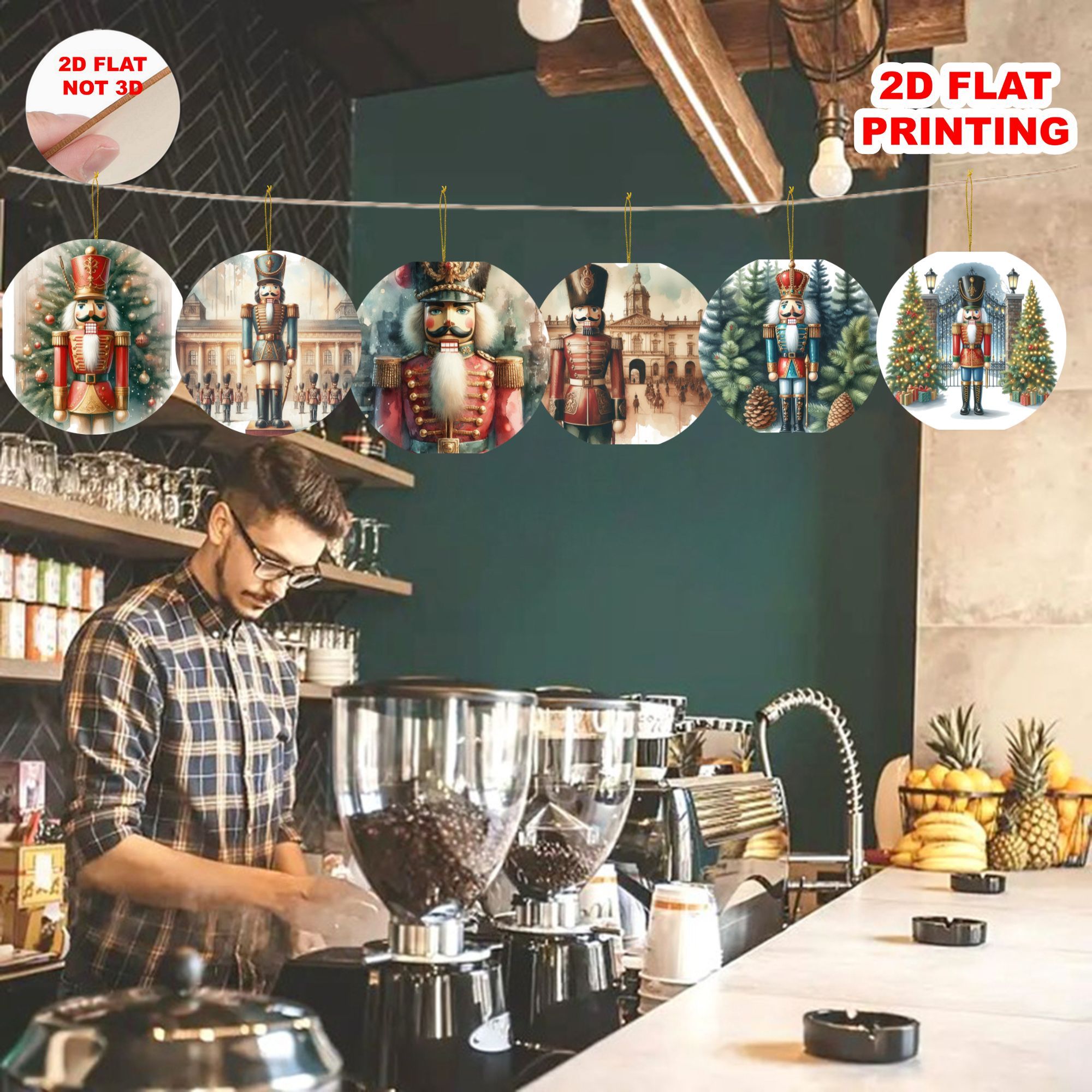 2d plat, lot de 12 pendentifs soldat   - porte-clés et ornements suspendus en bois pour noël, décorations multi-fêtes adaptées à  /verdure, cadeaux de fête (12pcs), 2d plat