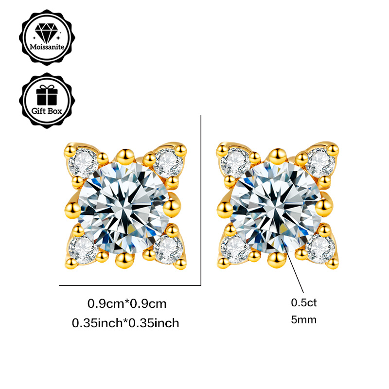 Women's GRA Moissanite Flower-Shaped Stud Earrings