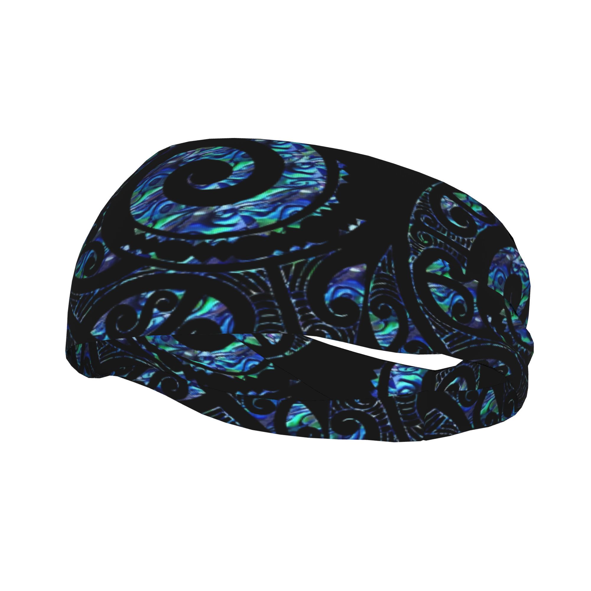 TEMU 2d Print Design New Zealand Maori Paua Tattoo Koru Patterned Hair Band, Elastic Running Yoga Headbands, Suitable For Dancing And Workout, Unisex