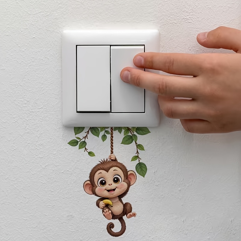 Swing Monkey Switch Sticker, Fun Waterproof Design