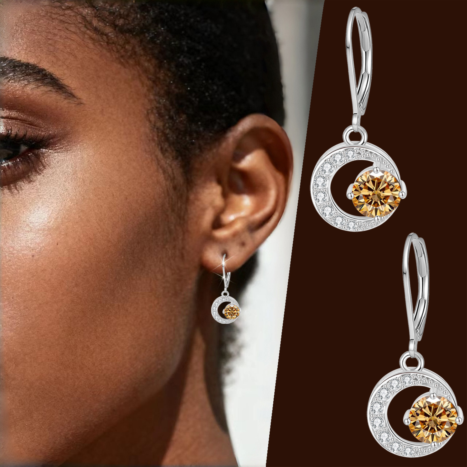 Men's Moissanite Earrings with Hypoallergenic Hooks, Gift for Him