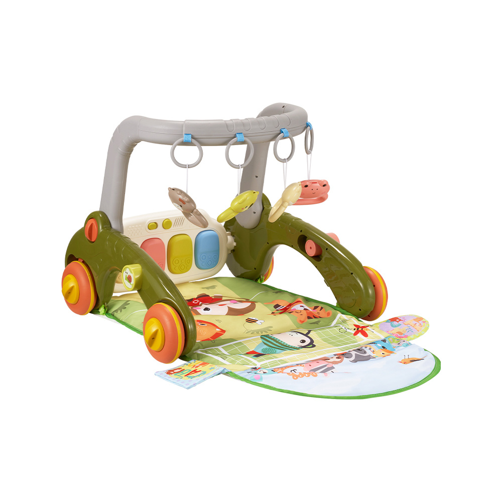 7-in-1 Baby Play Mat, Kick And Play Piano Gym with Portable Musical Toy, Adorable Animal-Themed Baby Play Gym, Tummy Time Mat Promote Motor Skills & Sensory Development Mat for Newborn Baby, Green, Blue, Pink, Yellow, Baby Play Mat Activity Center