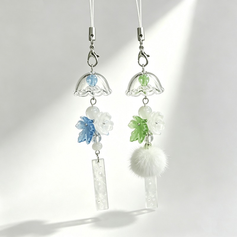 TEMU 2pcs Wind Chime Phone Charms Featuring Jasmine, , Small Flowers And More, Suitable For Backpacks, Mobile Phones, Car Keys, And Festivals