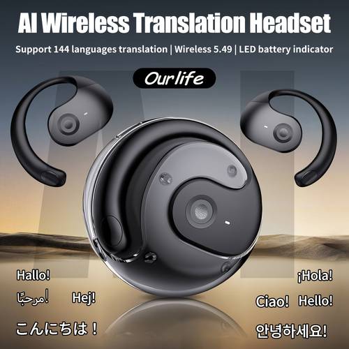 smart translation earbuds 144 languages accents real time wireless headphones with type c charging case long ideal for travel fit wireless earbuds